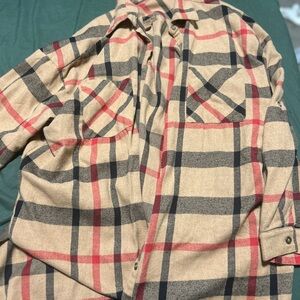ANDREE BY UNIT Beige and Red Plaid Shirt